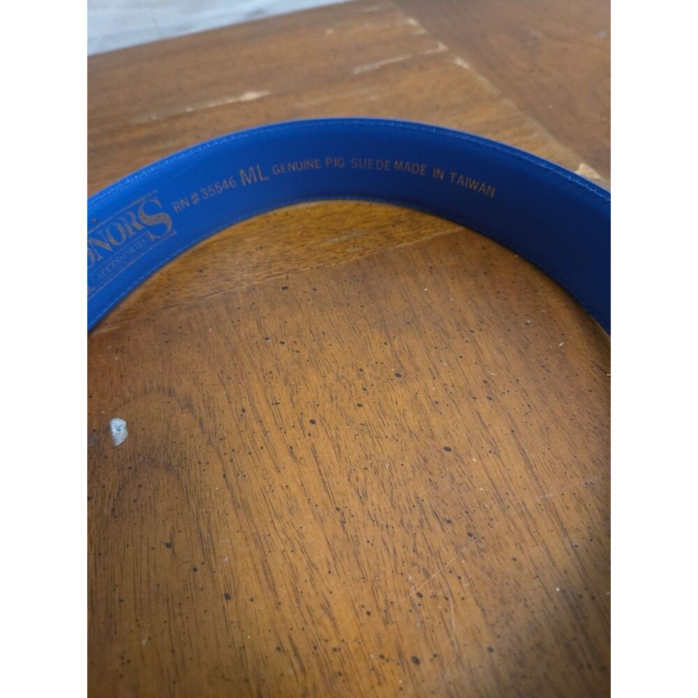 Honors Accessories Blue Suede Belt Size Medium Large Geometric Print 1980s 1990s - Picture 3 of 6